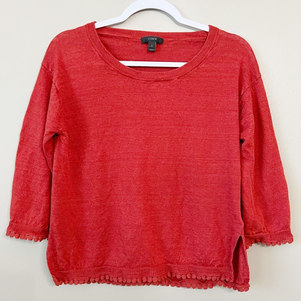 J.Crew Rust Orange Pop Pom Sweater